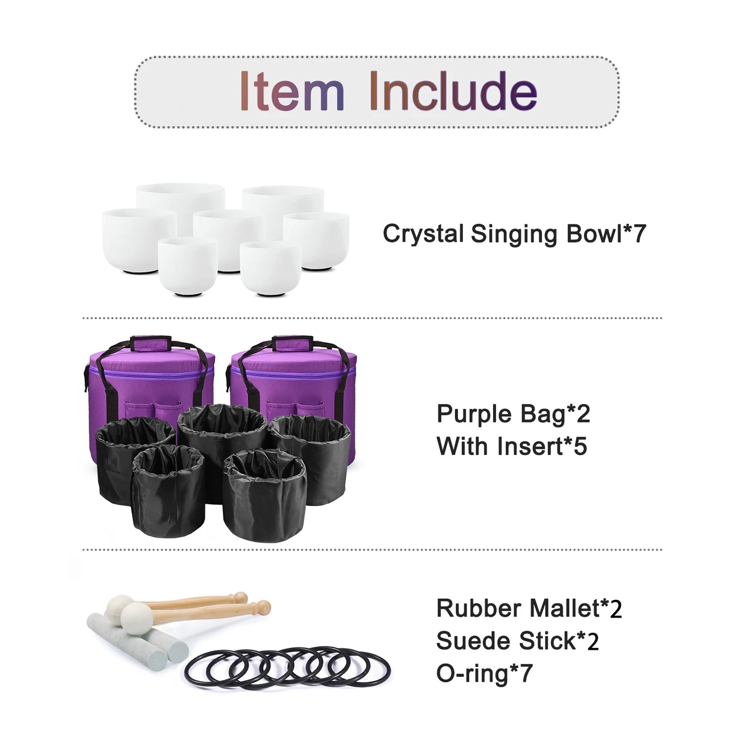 CVNC Frosted Quartz Crystal Singing Bowls For Chakra Healing Meditation