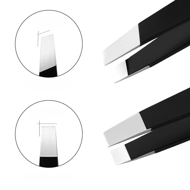 Stainless Steel Slant And Flat Point Eyebrow Tweezer
