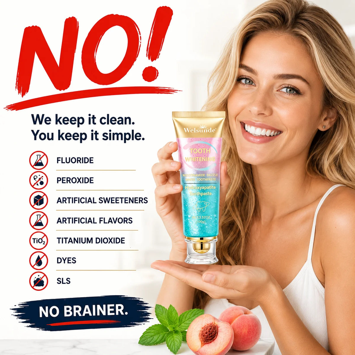 Welsunde Teeth Whitening Nicotinamide Toothpaste For Fresh Breath
