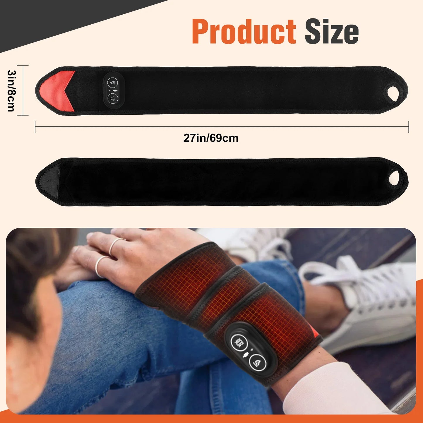 Hailicare 36 LED Beads 660nm 850nm Red Light Heating Wrap