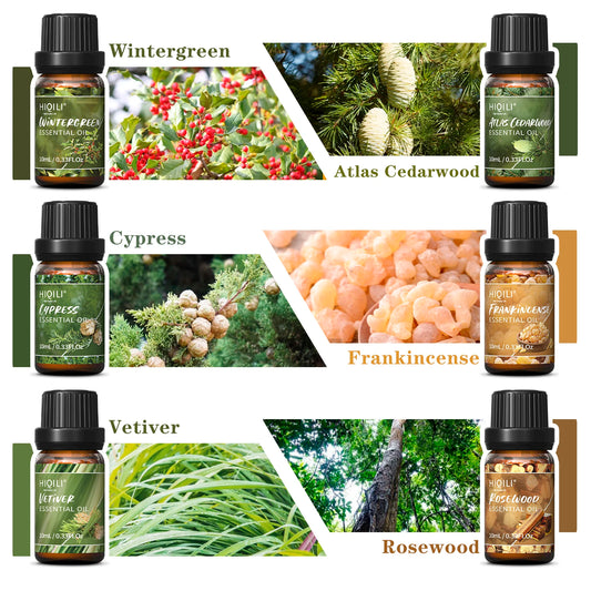 HIQILI Woody Fragrance Oils Set For Aromatherapy Diffuser And Candles