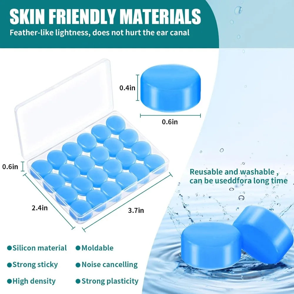Moldable Silicone Ear Plugs For Sleeping Noise Cancelling Reusable