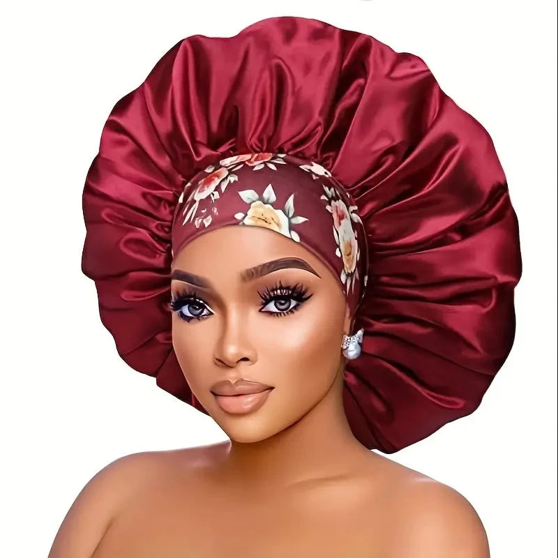 Silky Satin Hair Bonnet With Elastic Sleep Cap For Women