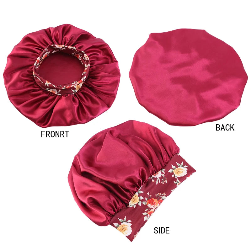 Silky Satin Hair Bonnet With Elastic Sleep Cap For Women