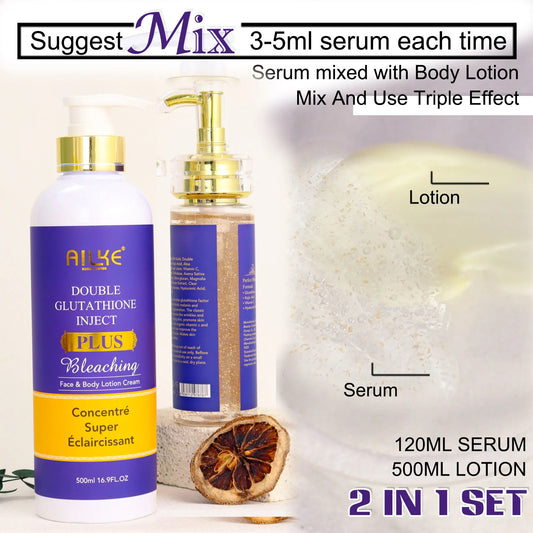 AILKE Double Glutathione Whitening Set For All Skin Types Dark Spots