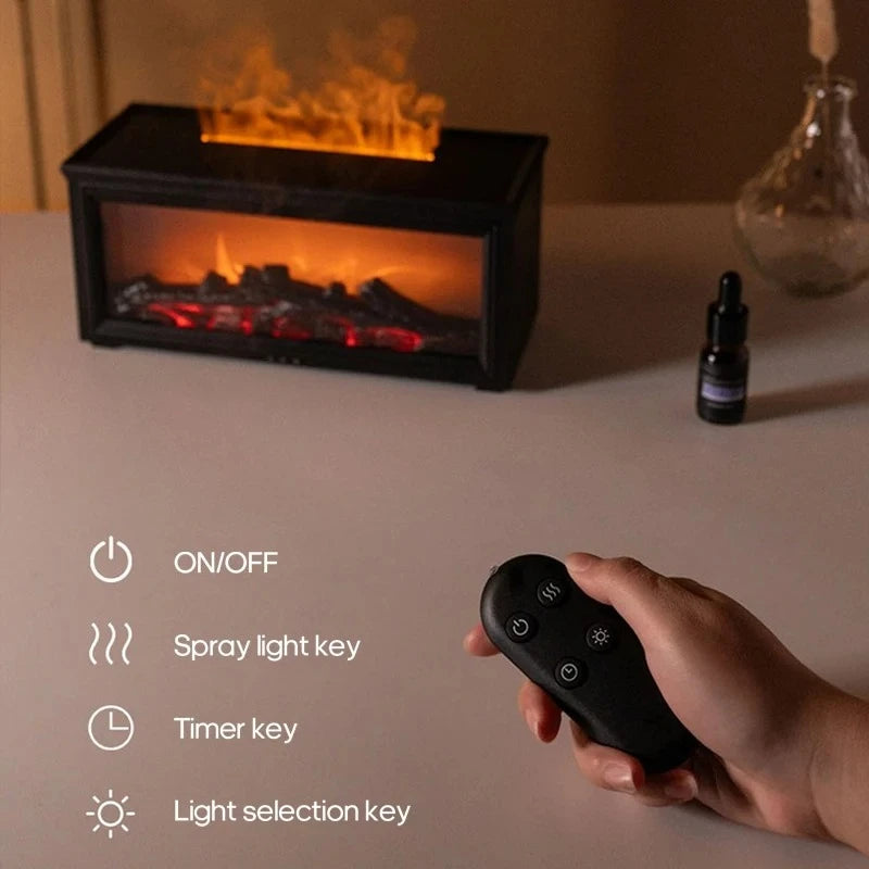 Kinscoter Simulated Fireplace Flame Aroma Diffuser Ultrasonic Humidifier Remote