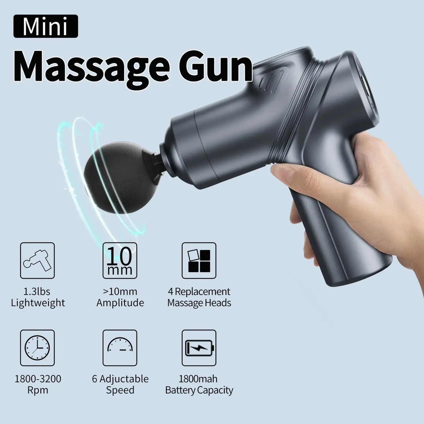 LEERCON Mini Muscle Massage Gun With Four Interchangeable Heads