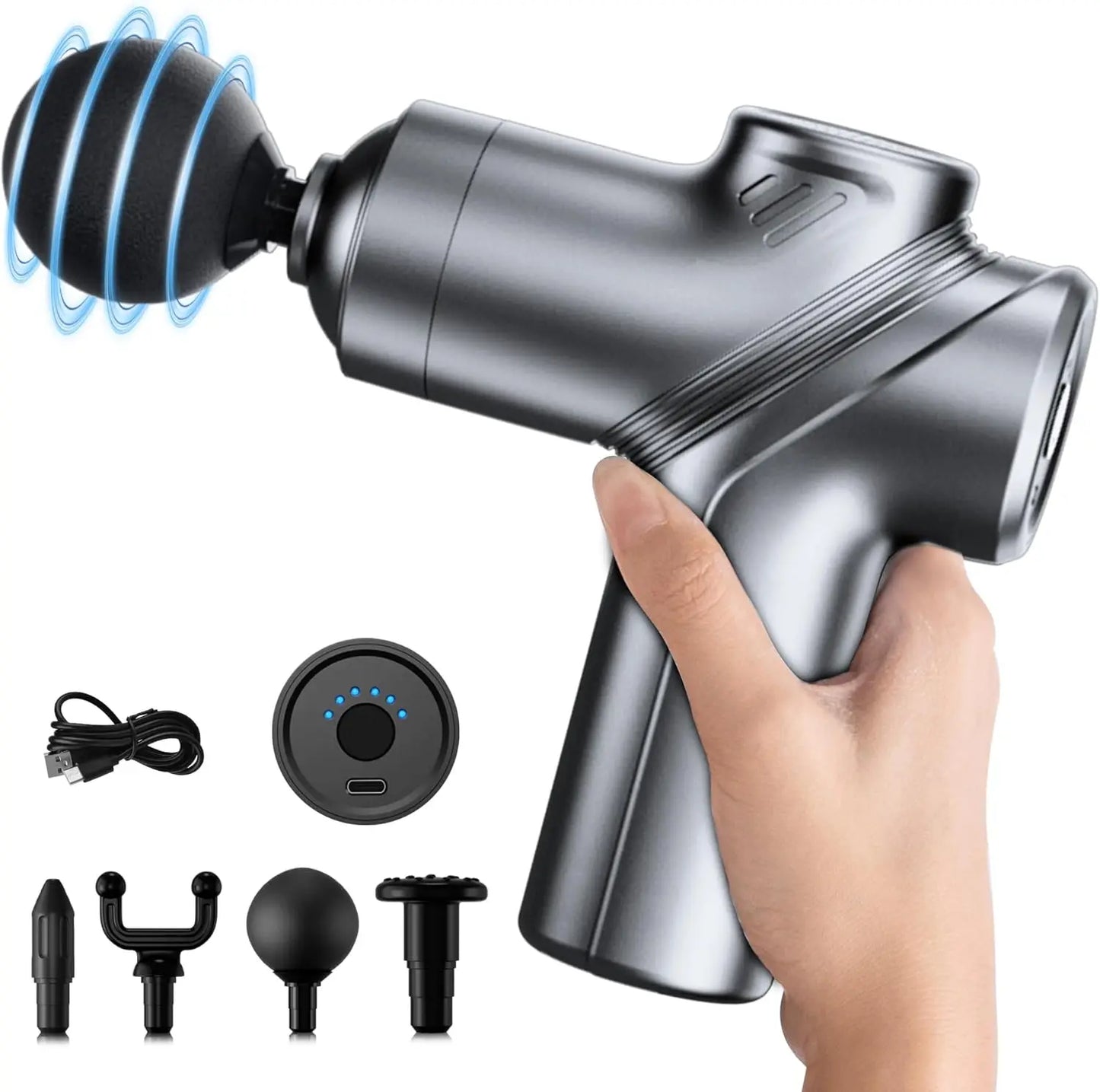LEERCON Mini Muscle Massage Gun With Four Interchangeable Heads