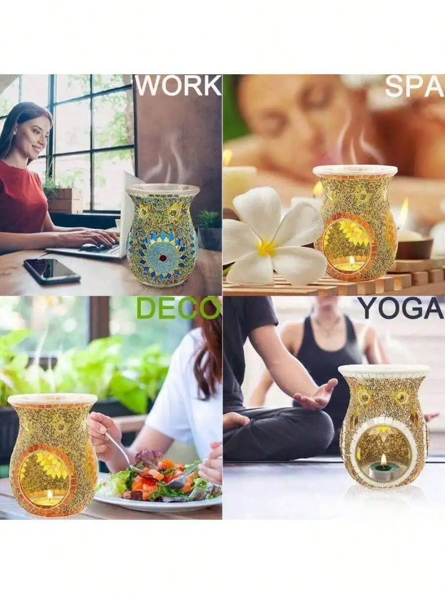 XMSJ Aromatherapy Diffuser Fragrance Warmer Glass Tealight Burners