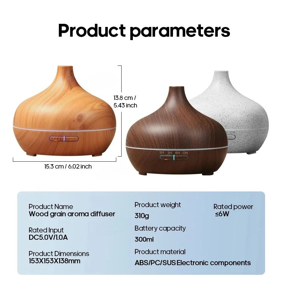 Kinscoter Wood Grain Aromatherapy Diffuser USB Humidifier