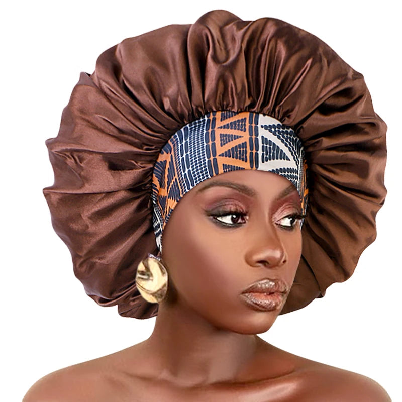 Silky Satin Hair Bonnet With Elastic Sleep Cap For Women