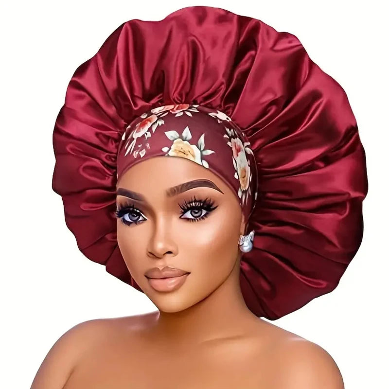 Silky Satin Hair Bonnet With Elastic Sleep Cap For Women