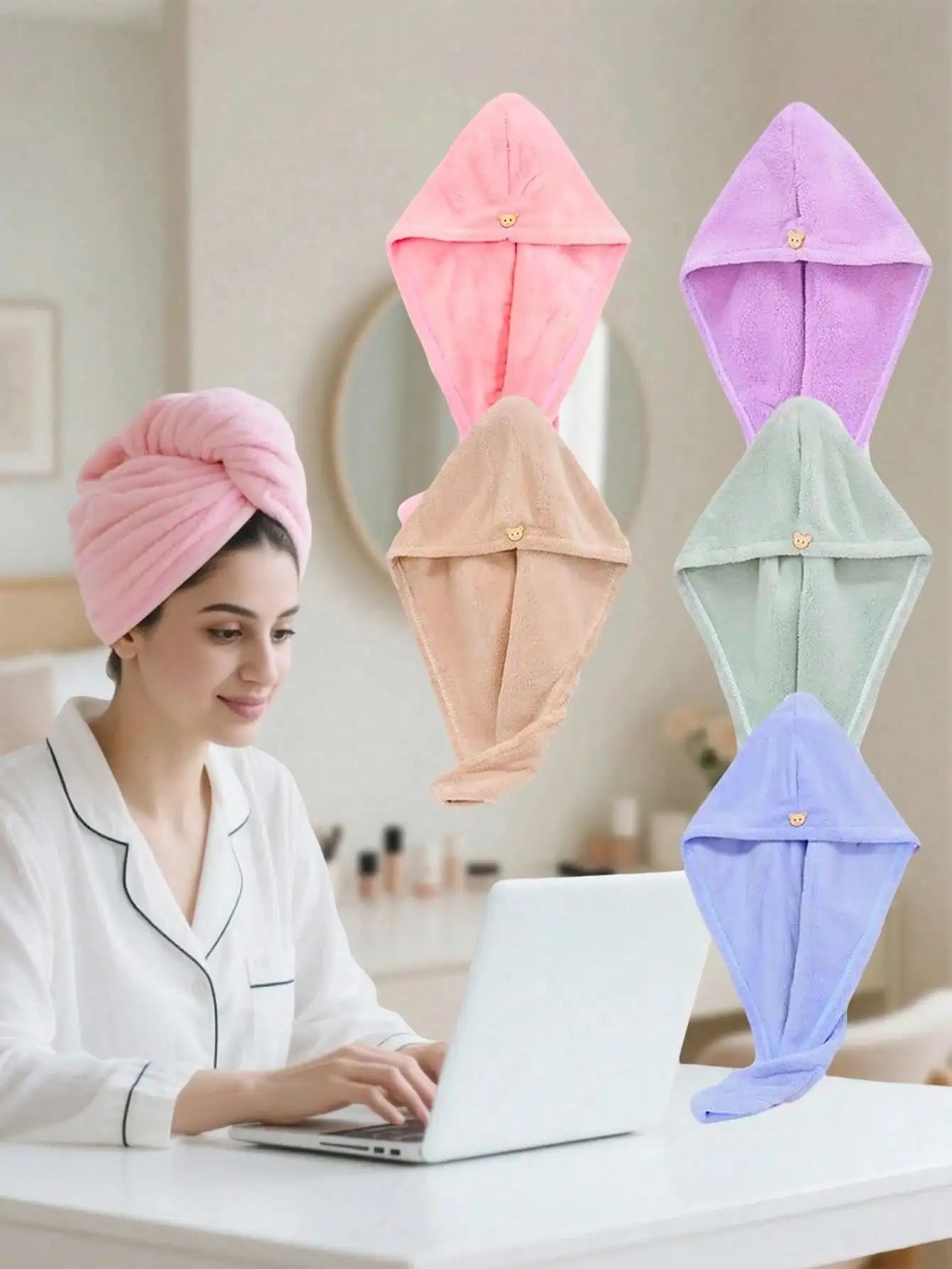 3 Pack Women's Quick Dry Hair Turban Polyester Turbans