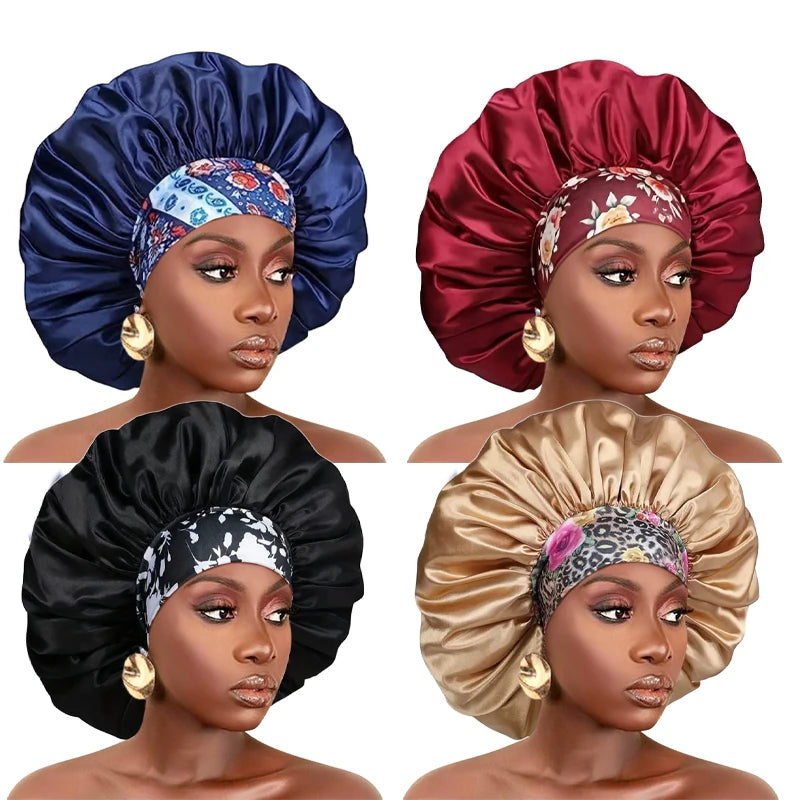 Silky Satin Hair Bonnet With Elastic Sleep Cap For Women