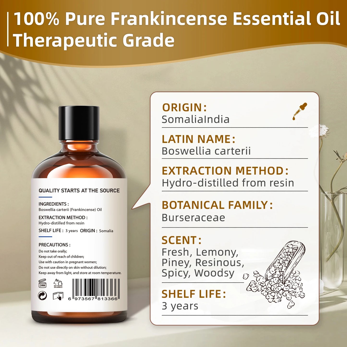 HIQILI Pure Frankincense Essential Oil For Aromatherapy Diffusers