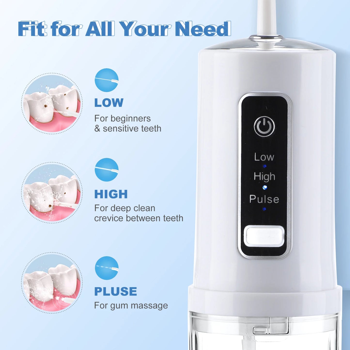 Hailicare Foldable Water Oral Irrigator With Four Nozzles