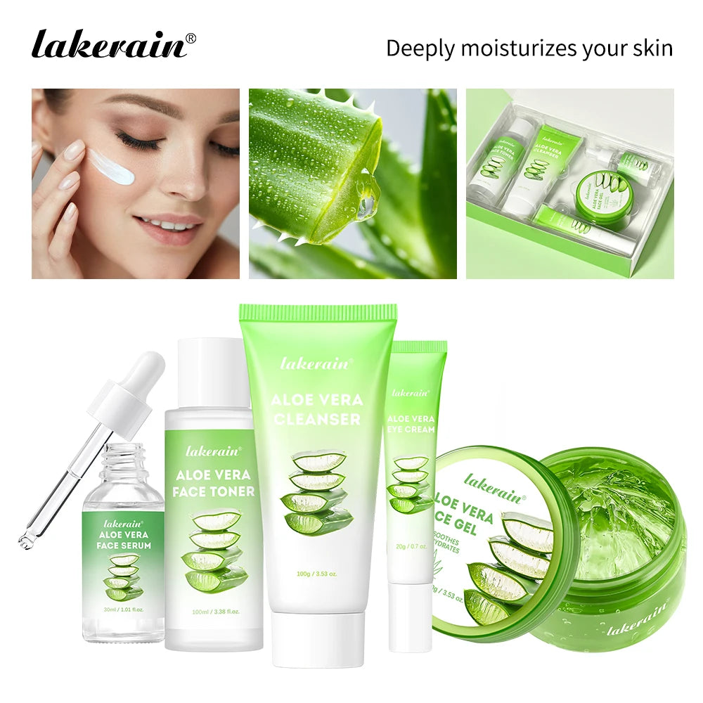 Lakerain Aloe Vera Skin Care Set Hydration Cleanser Toner Serum
