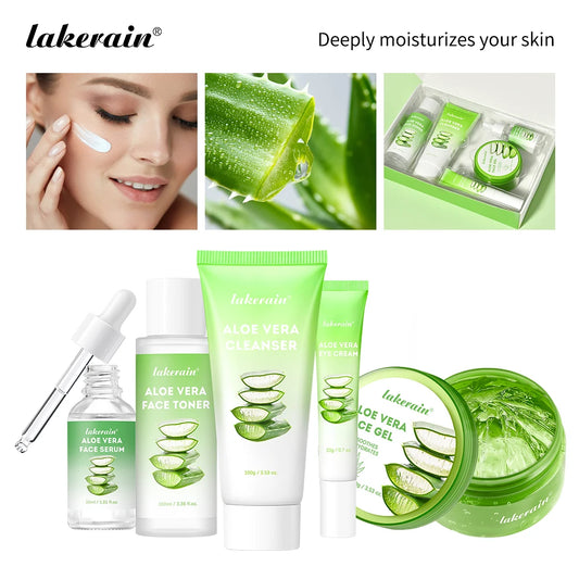 Lakerain Aloe Vera Skin Care Set Hydration Cleanser Toner Serum