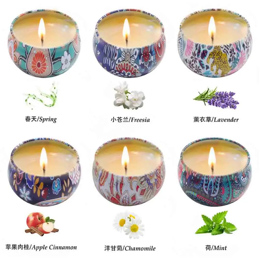 Soy Wax Scented Candles Gift Set with Essential Oils