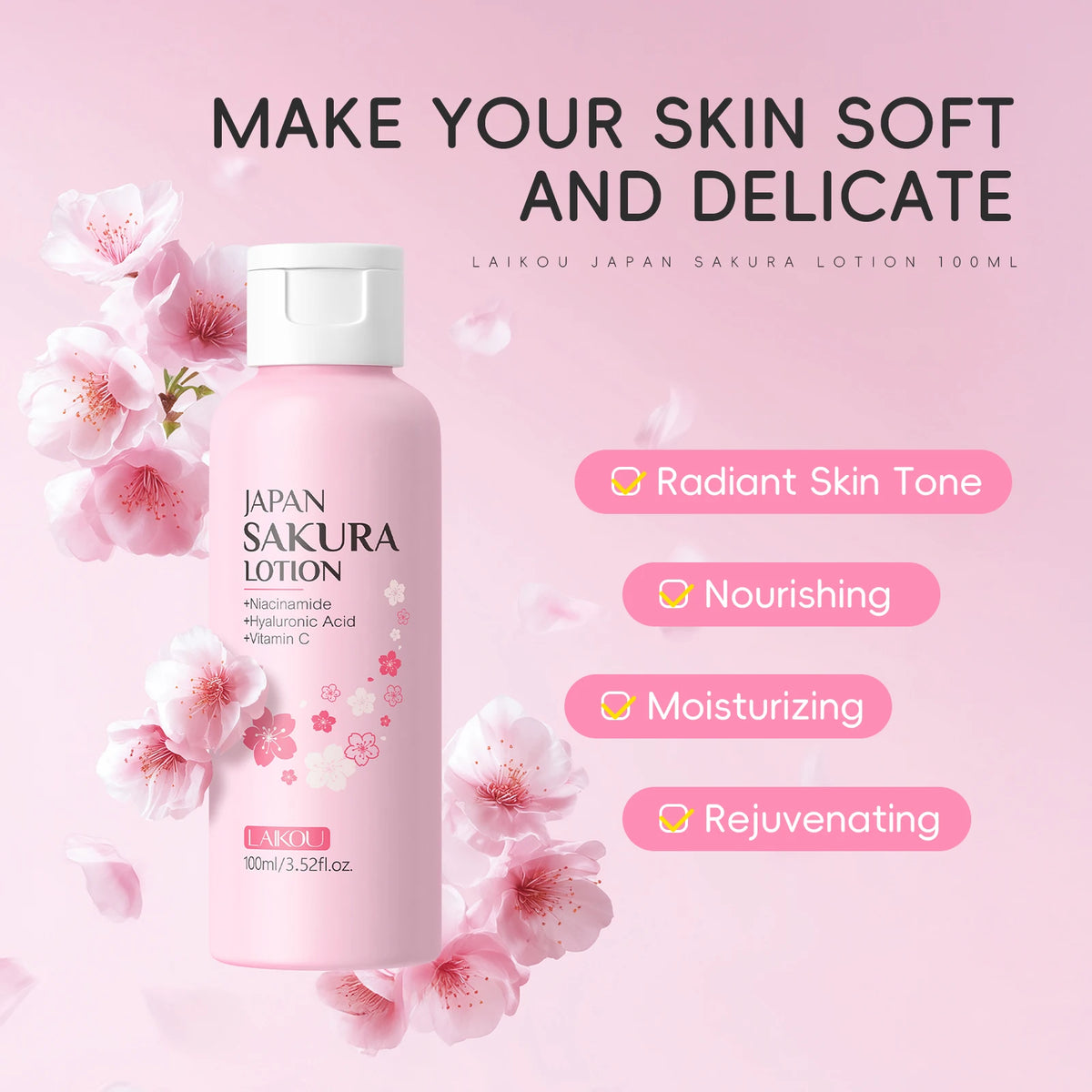 Laikou Japanese Sakura Skin Care Set For Radiant Complexion