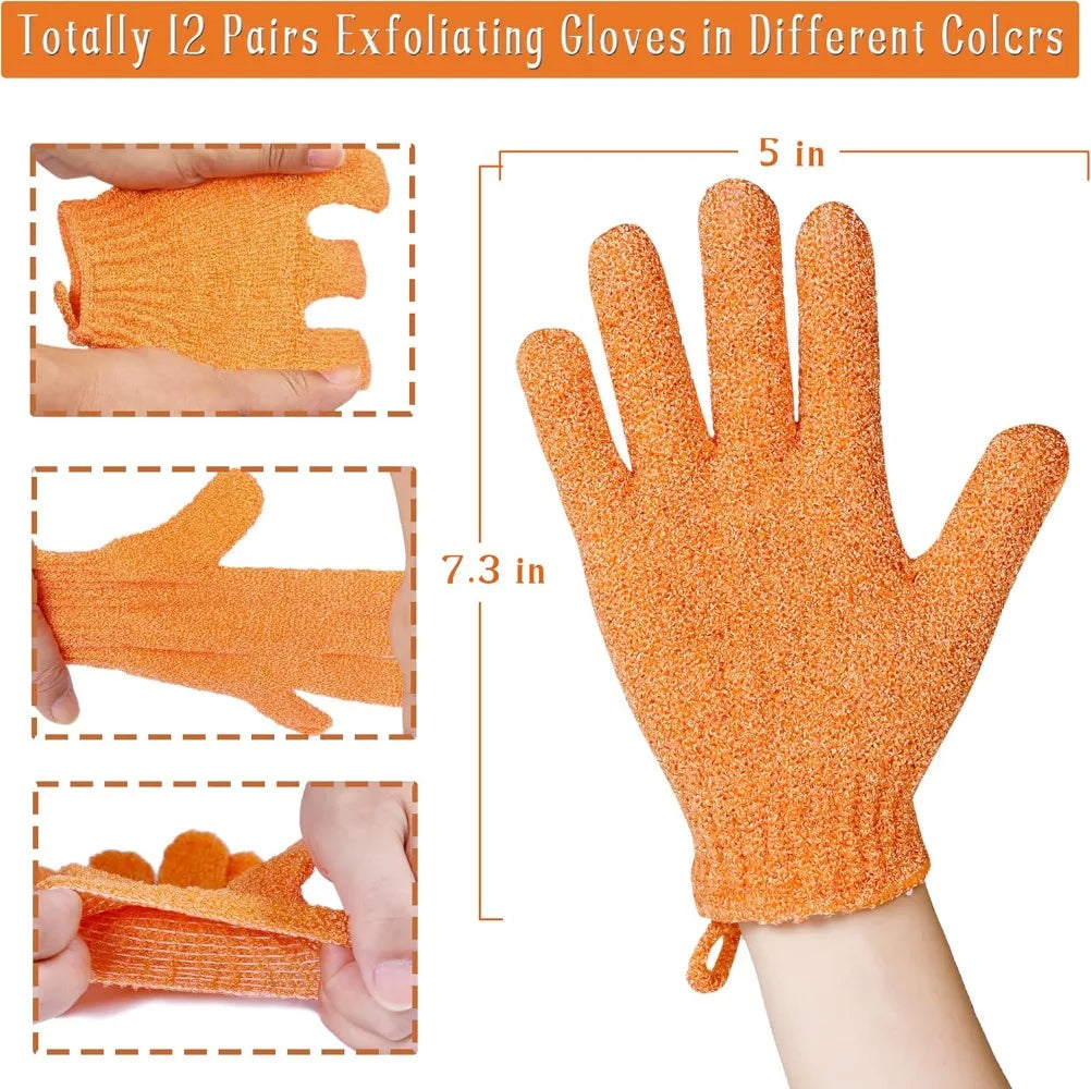 24 Pack Exfoliating Bath Gloves For Daily Body Scrubbing