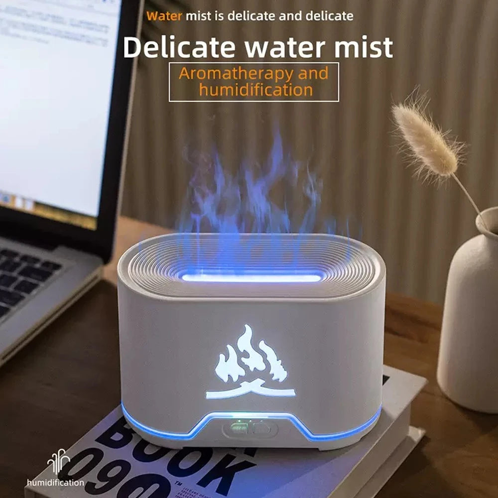 Realistic Flame Ultrasonic Humidifier Aroma Diffuser With Wireless Remote