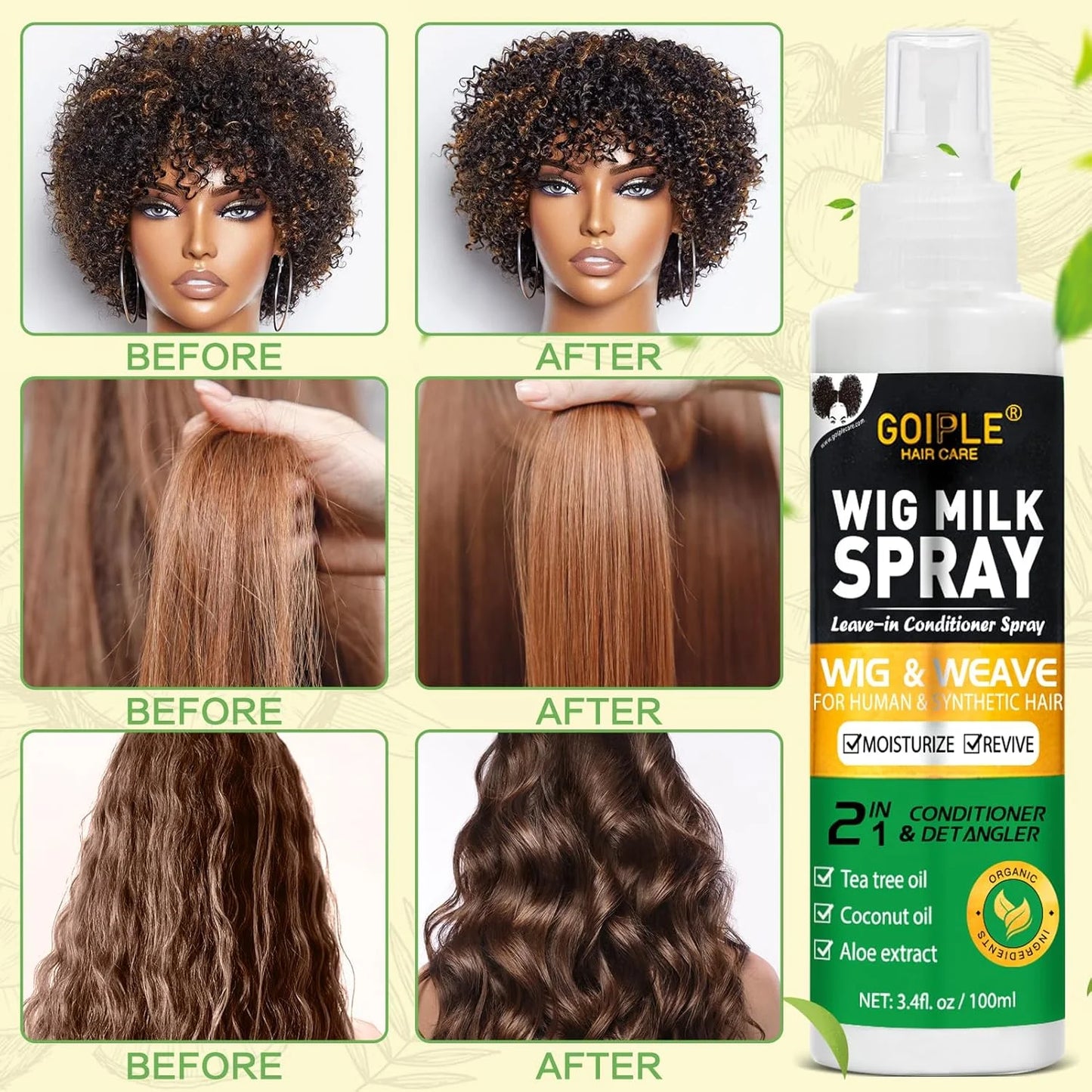 Wig Milk Spray Leave In Conditioner Detangler And Heat Protector
