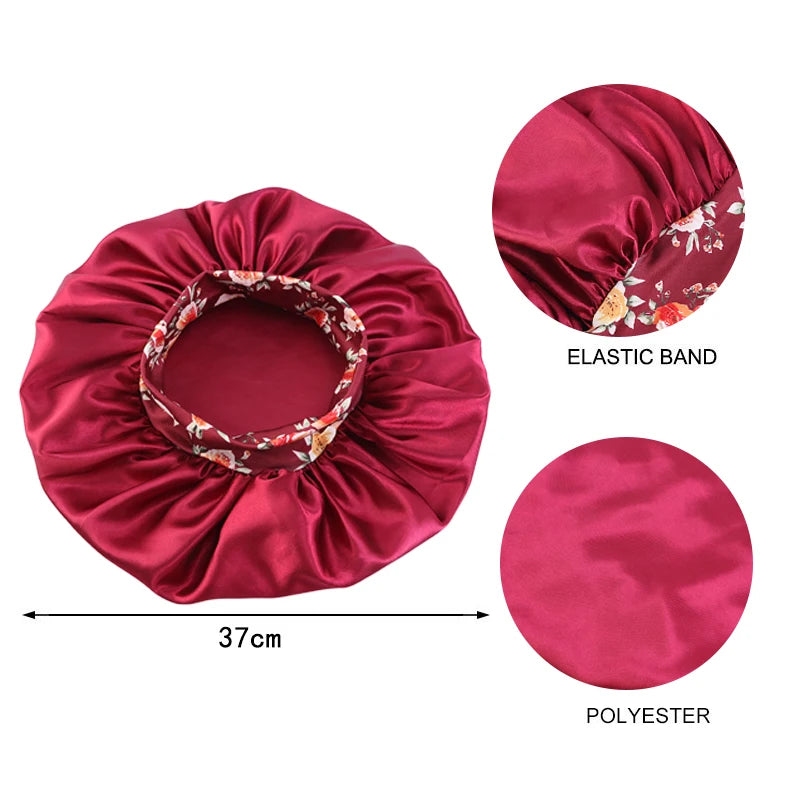 Silky Satin Hair Bonnet With Elastic Sleep Cap For Women