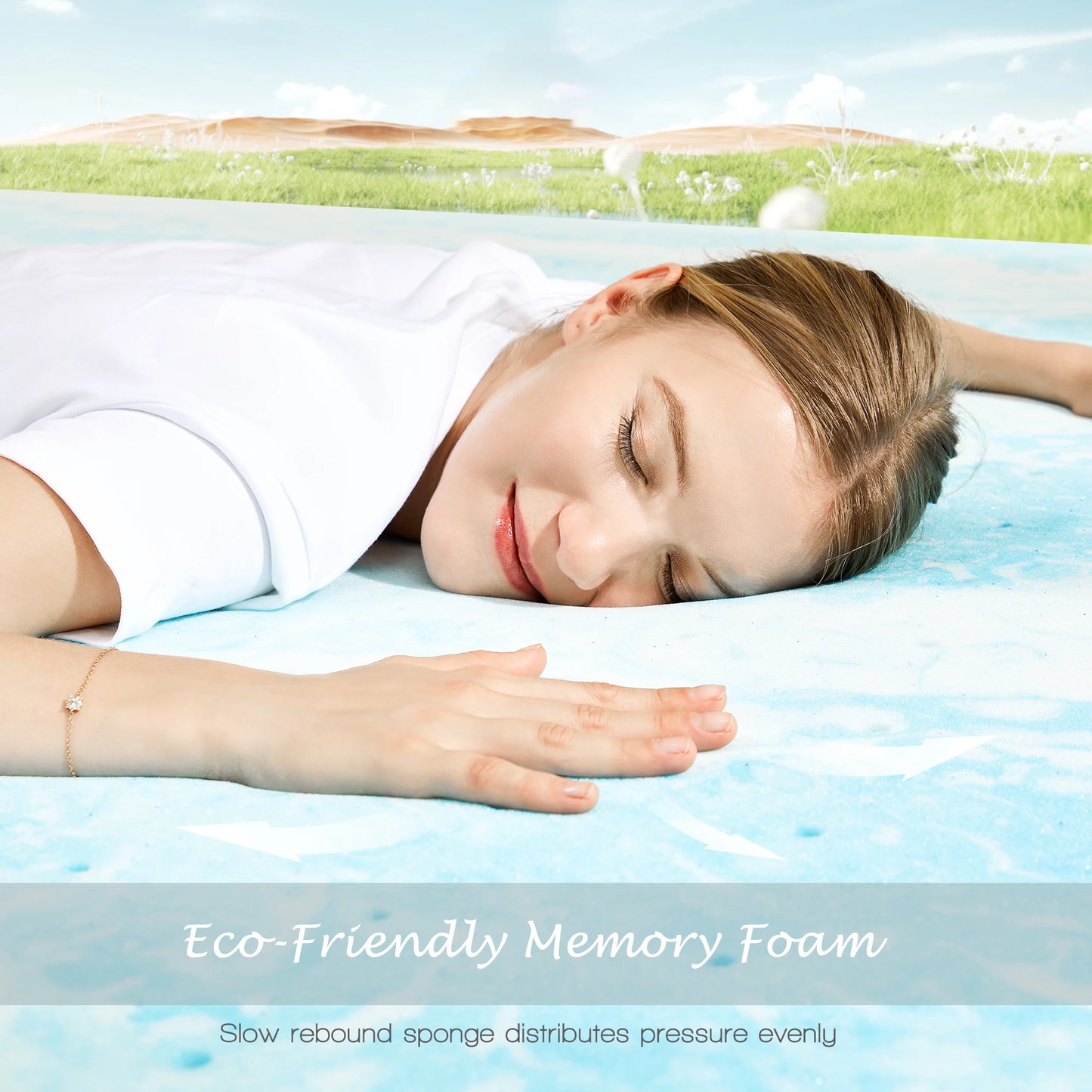 JHK Breathable Soft Gel Cooling Memory Foam Mattress Topper