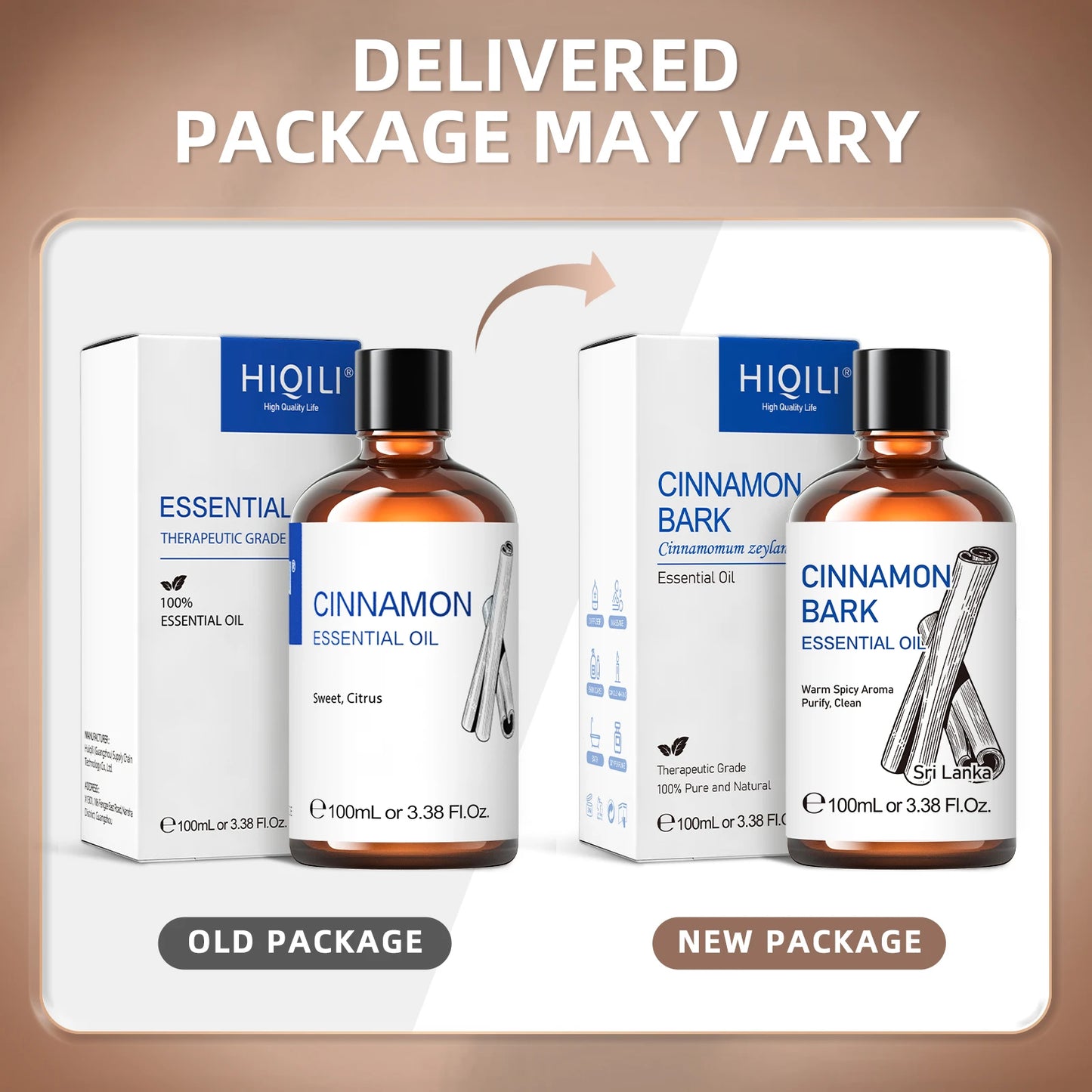 HIQILI Cinnamon Bark Essential Oil Pure For Aromatherapy And Diffuser