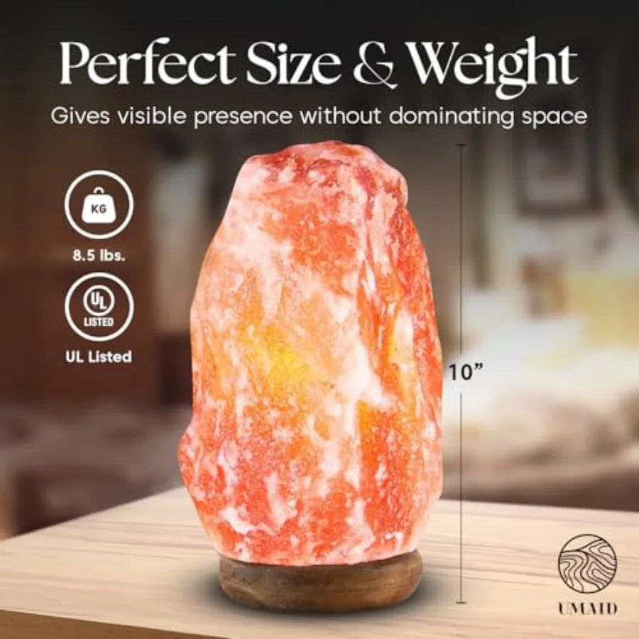 Himalayan Salt Lamp With Wooden Base Dimmable Night Light
