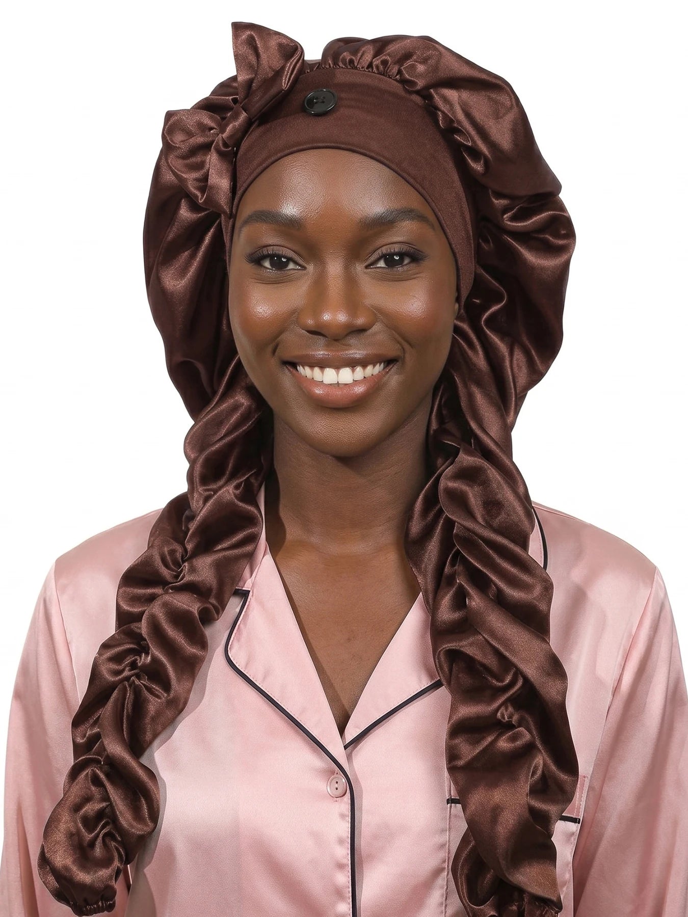 Heatless Curl Satin Sleep Bonnet With Long Styling Ribbons