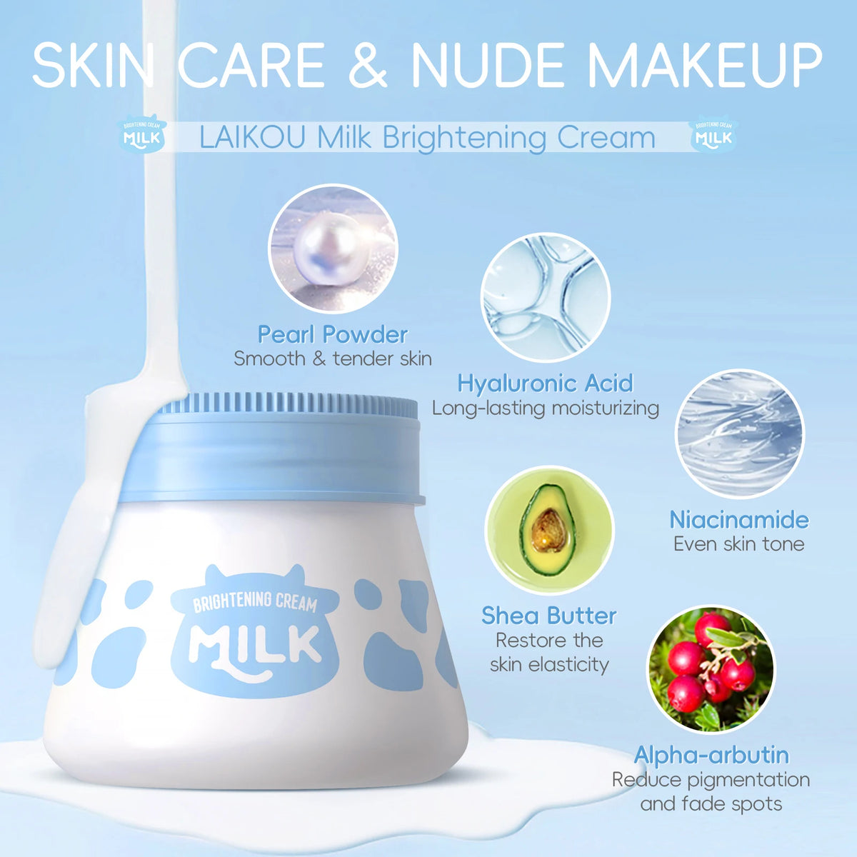 Laikou Milk Skincare Set With Cleanser Serum And Eye Cream