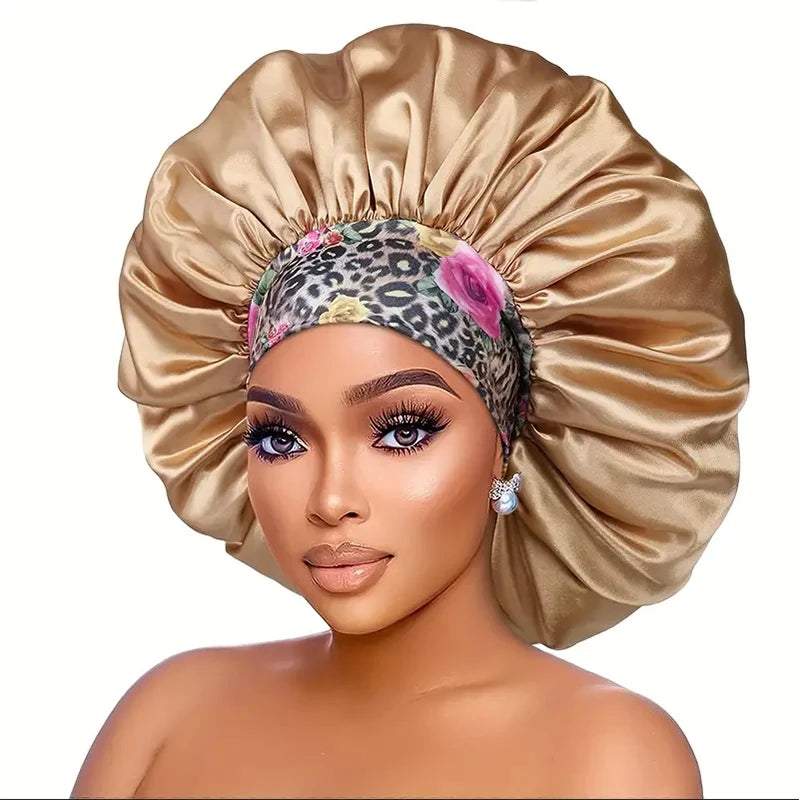 Silky Satin Hair Bonnet With Elastic Sleep Cap For Women