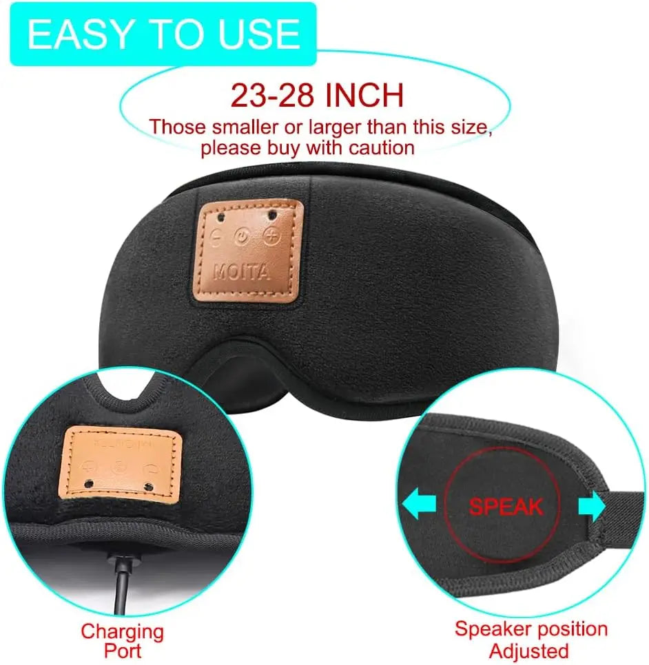 3D Sleeping Eye Mask With Sponge Speakers Bluetooth Headphones