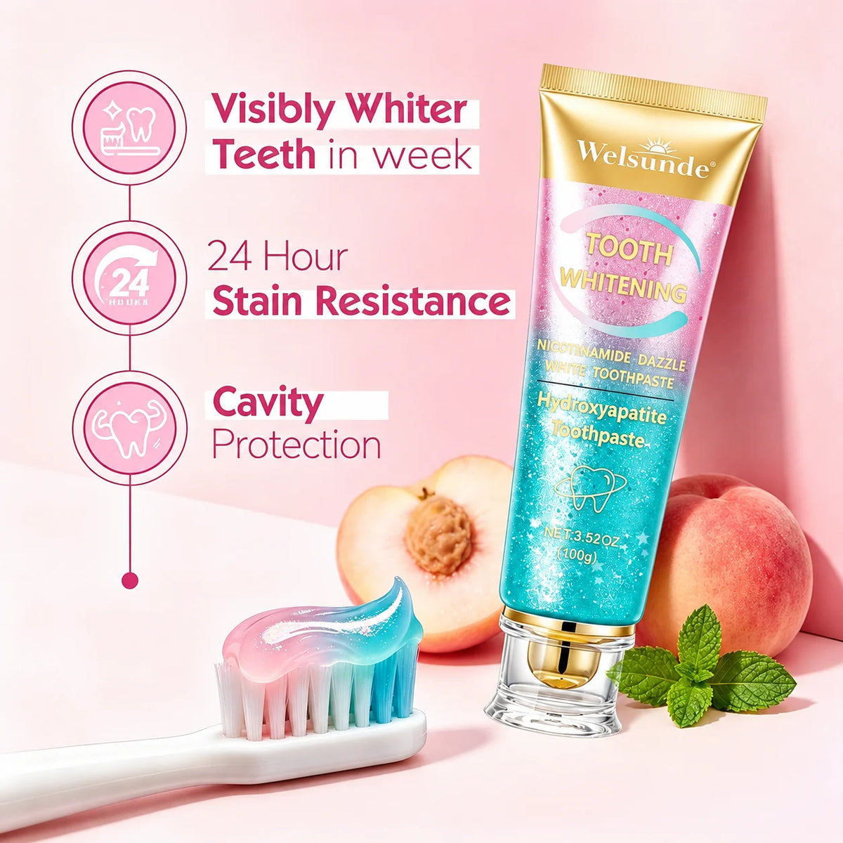 Welsunde Teeth Whitening Nicotinamide Toothpaste For Fresh Breath